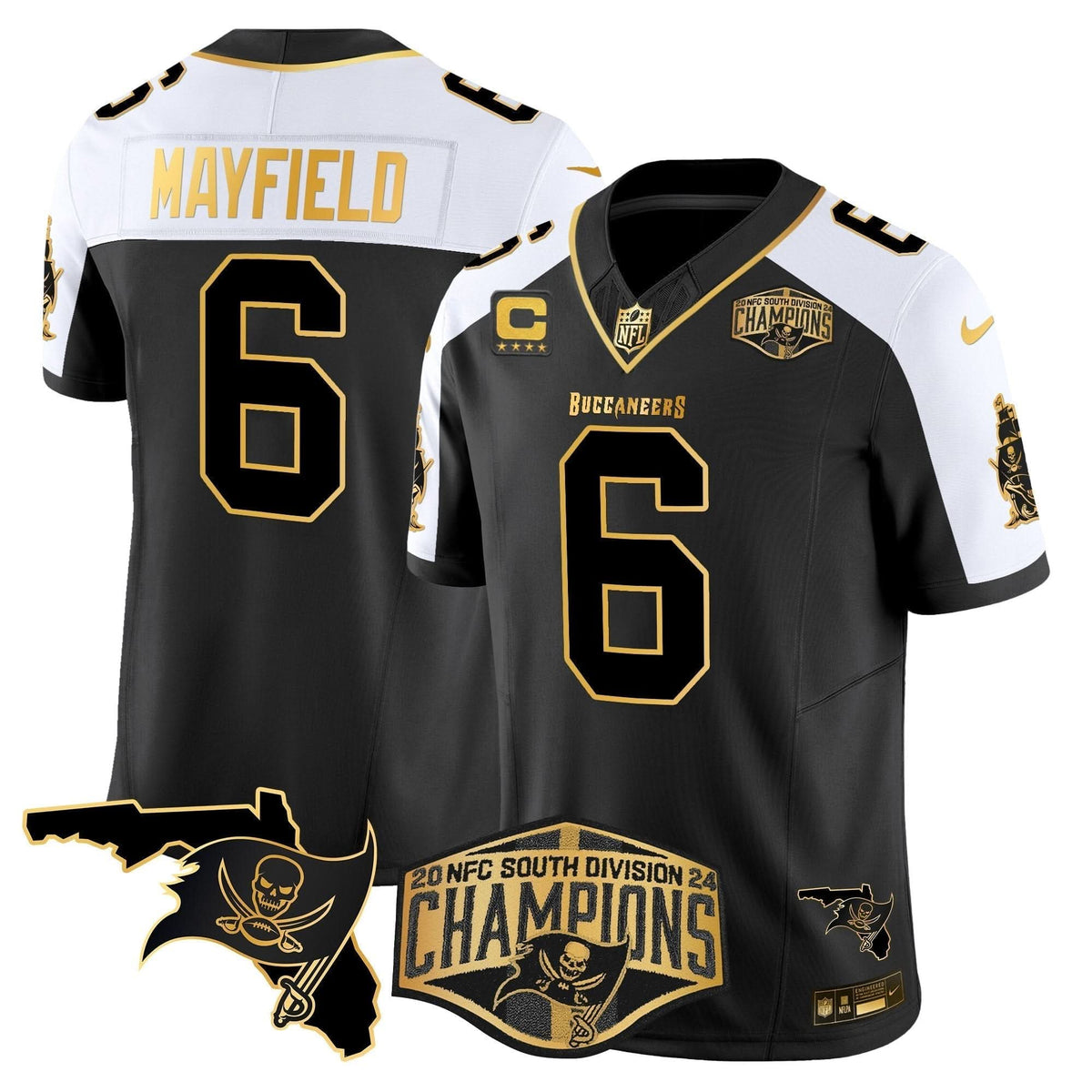 TB 2024 NFC South Division Champions Patch Gold Vapor Limited Jersey