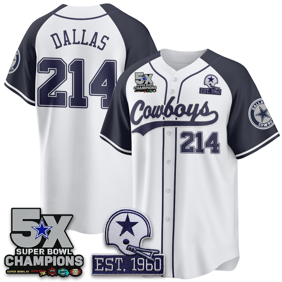 DAL 5-Time Champions Patch Limited Baseball Jersey - All Stitched