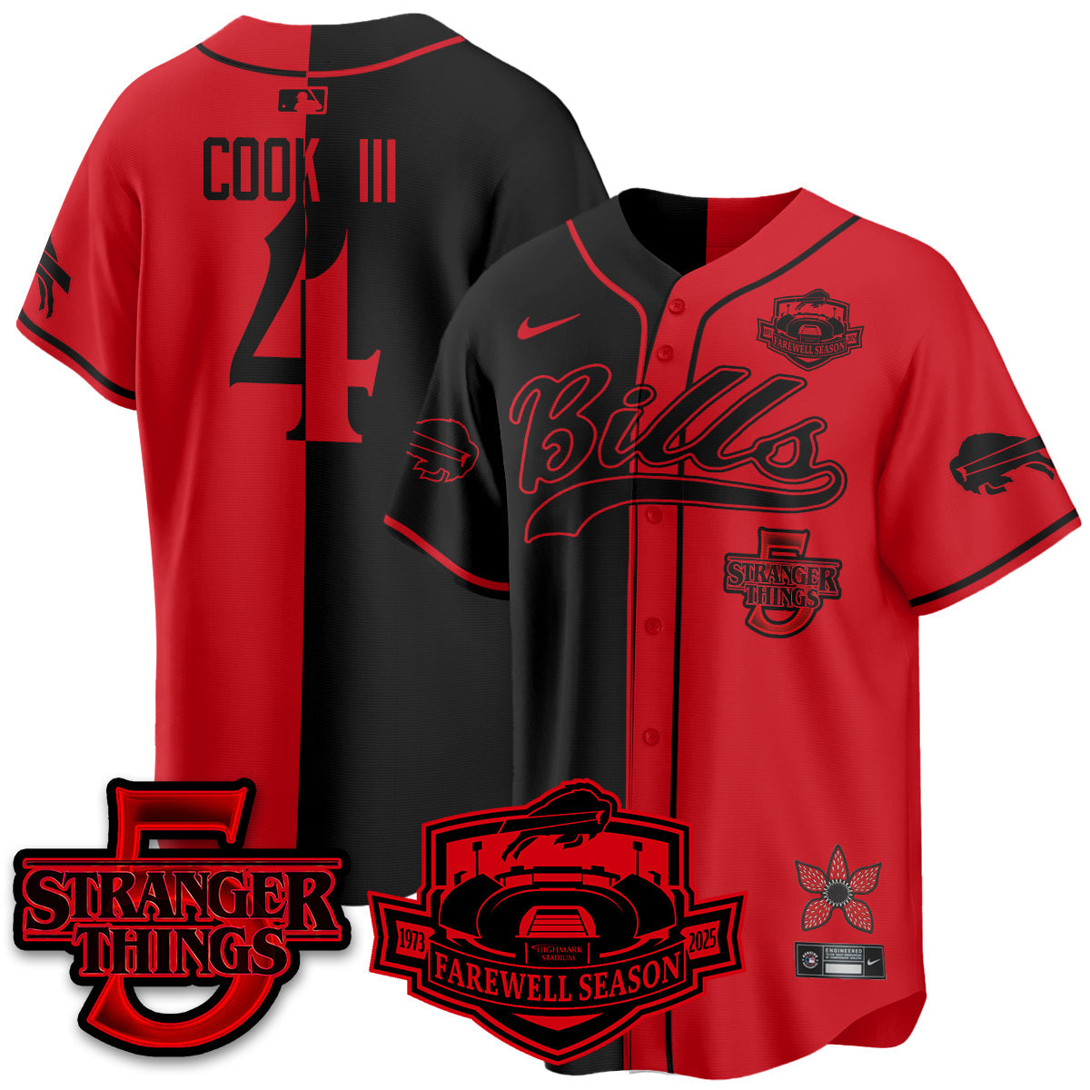 BUF Stranger Things Vapor Limited Baseball Jersey - All Stitched