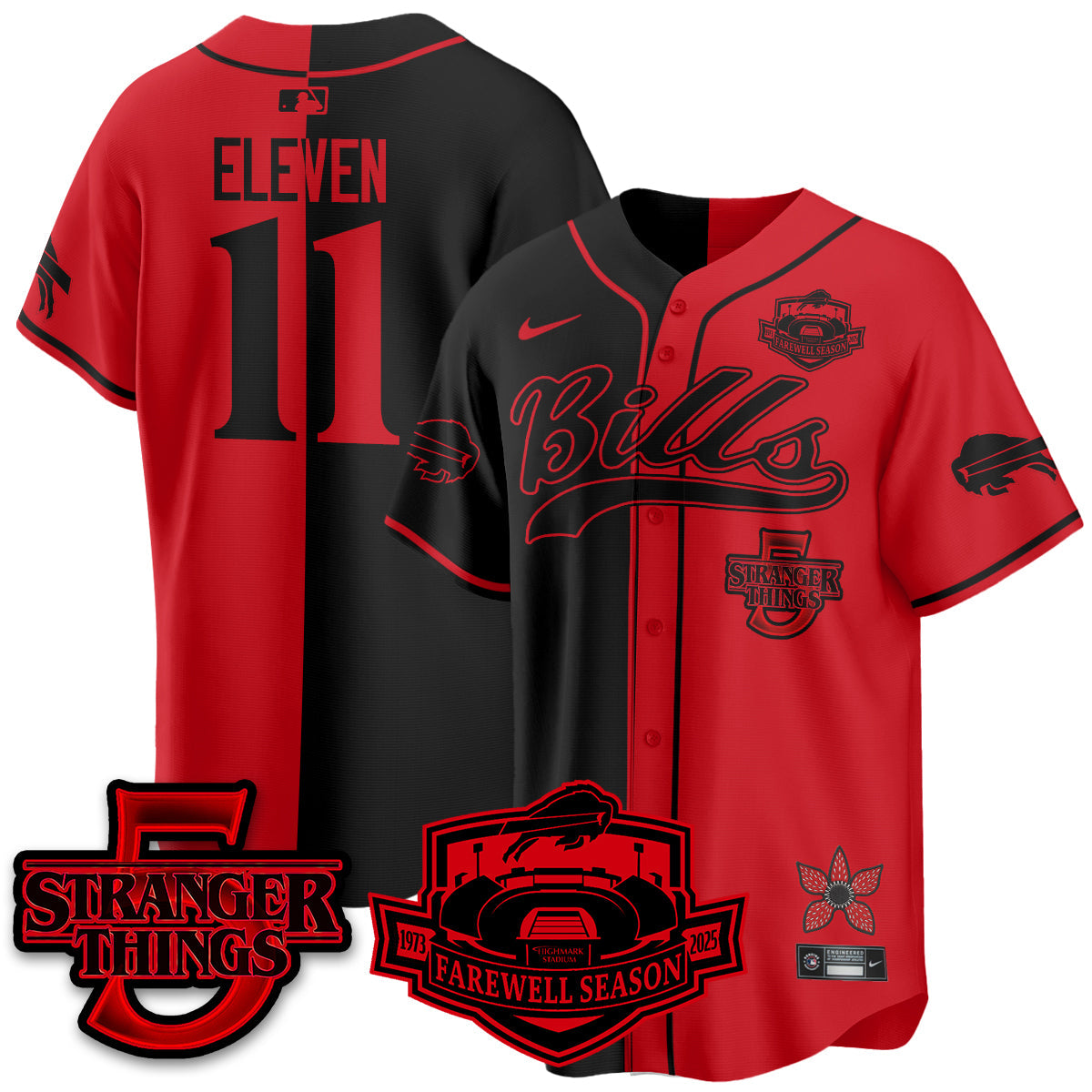BUF Stranger Things Vapor Limited Baseball Jersey - All Stitched