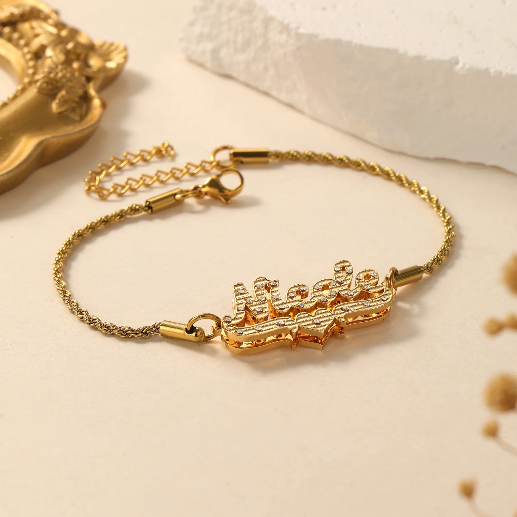 Custom Script Name Bracelet Heart Charm Gold Mixed Chain Personalized Initial Romantic Dainty Jewelry Gift for Her Chirstmas