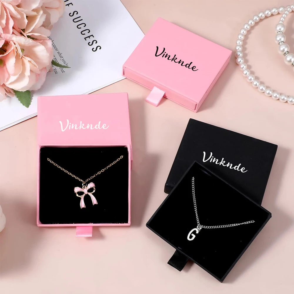 50Pcs/Lot Custom Logo 8x8x1.7cm White Paper Jewelry Storage Box Luxury Drawer Boxes Necklace Earring Ring Packaging Gift Case